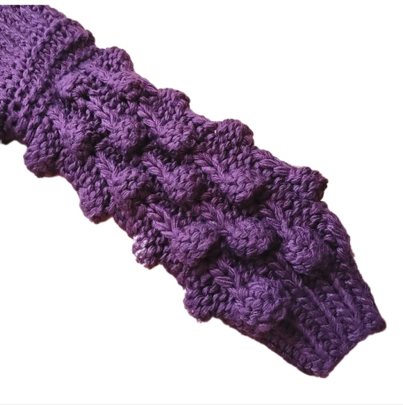 Sage The Label Mina Cardigan Med Lg Burgundy Purple Bobble Fuzzy Cable Knit Nwt - Picture 6 of 12